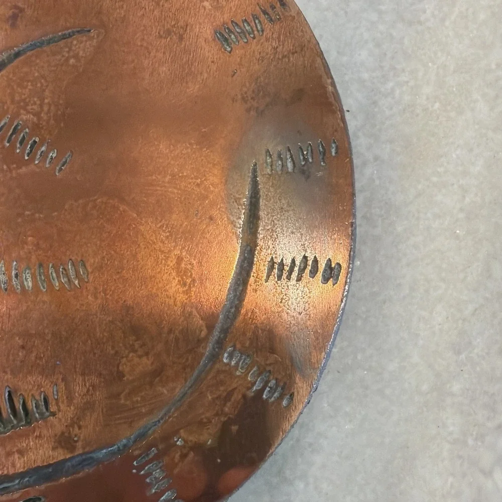 Vintage Copper Cat Trivet 8in Oval Mid Century Kitchen Decor OLA003